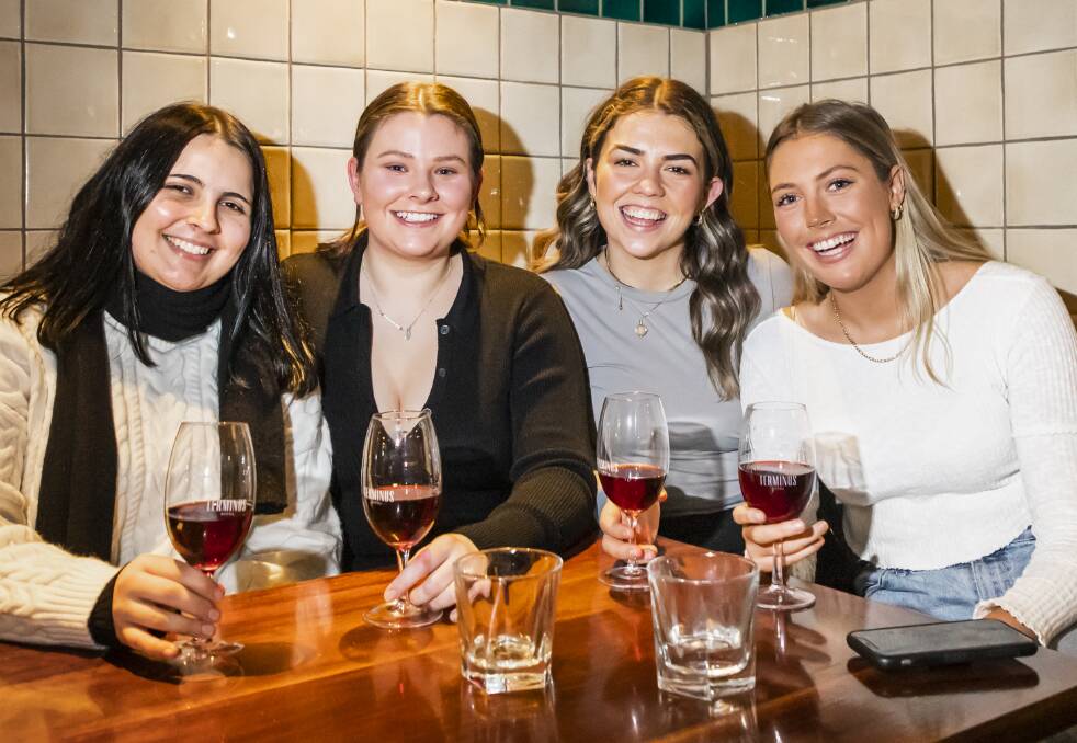 Alana Fiusco, Louise Ching, Mia Parsons and Rheagan Wise on a a girls' night out at the Terminus Hotel in Victoria St